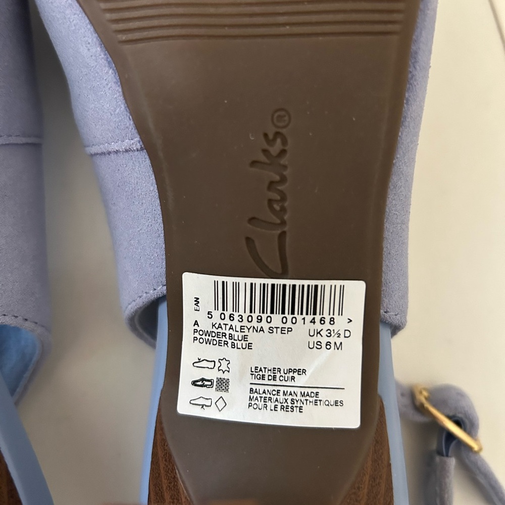 Clarks Women's Powder Blue Slingback Heels - Picture 6 of 6